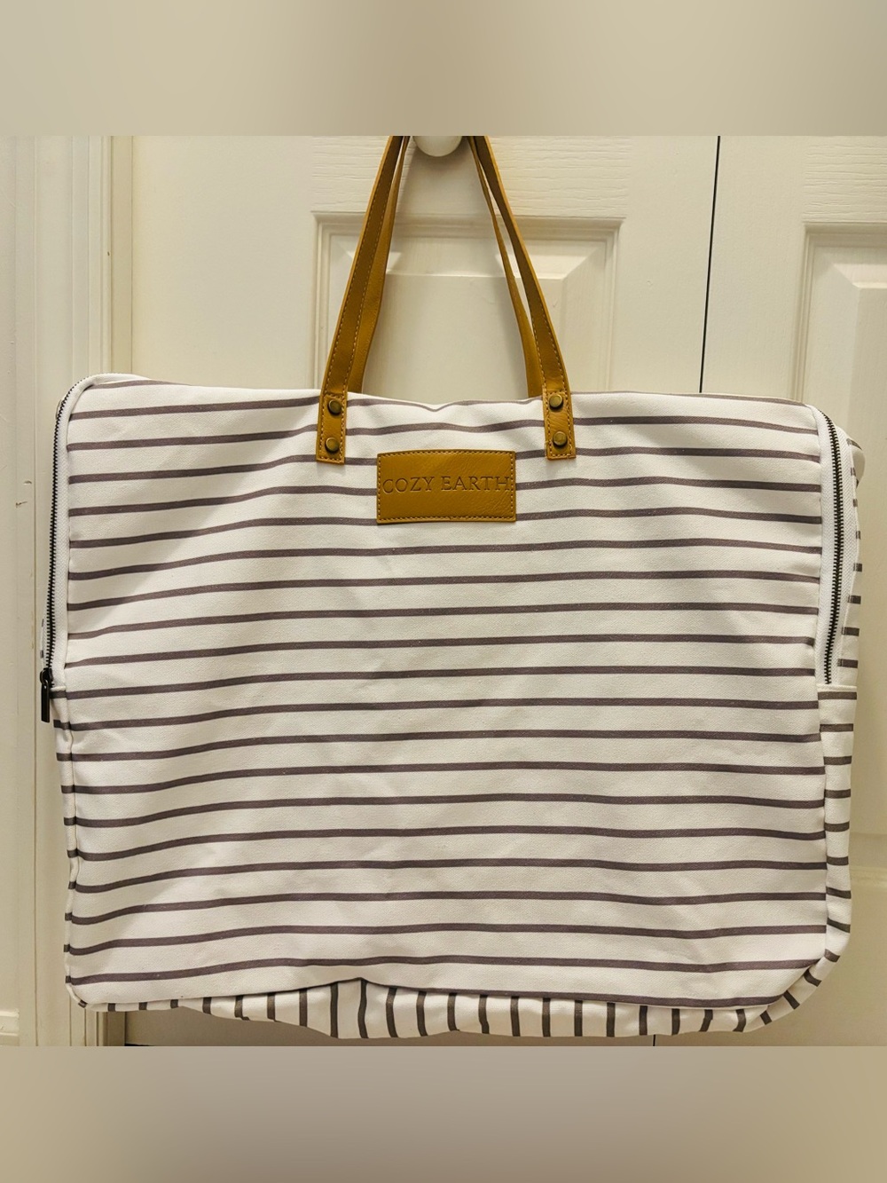 Cozy Earth Canvas Tote Bag with Tan Handles